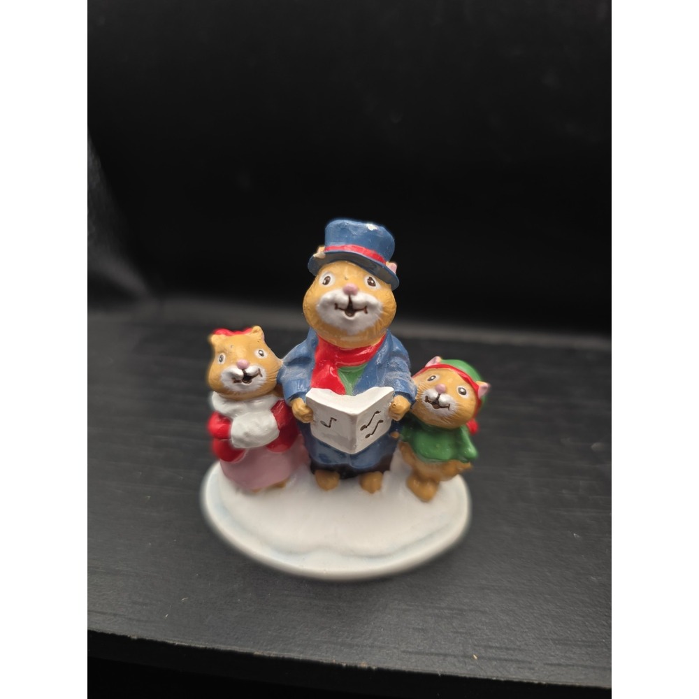 FOREST FRIENDS Carolling Trio figure 2.25" miniature Christmas Village Avon Xmas